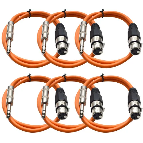 Vista 24 de Seismic Audio - SATRXL-F2-6 Paquete de cable de conexión XLR negro de 2 pies XLR hembra a 1/4" TRS