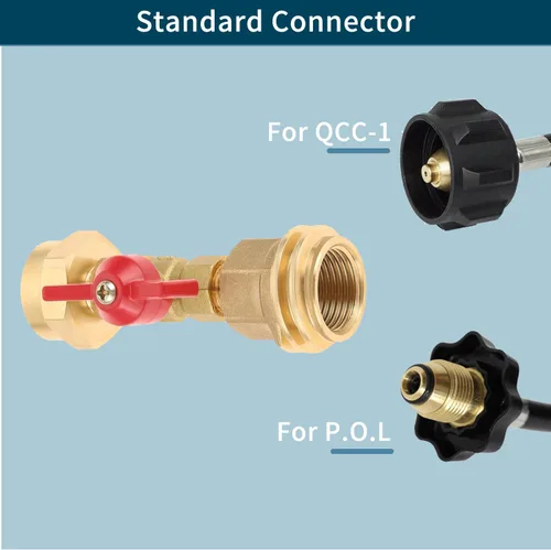 Vista 6 de Adaptador de propano de 20 libras a 1 libra convertidor con válvula, Adaptador de tanque de propano de 20 lb a 1 lb con válvula Convierte rosca