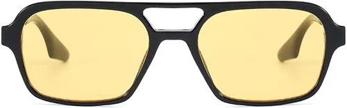 Vista 2 de OSAGAMA Gafas de sol cuadradas vintage de aviador pequeñas de los años 70, gafas planas para mujeres y hombres, persianas de metal, protección UV