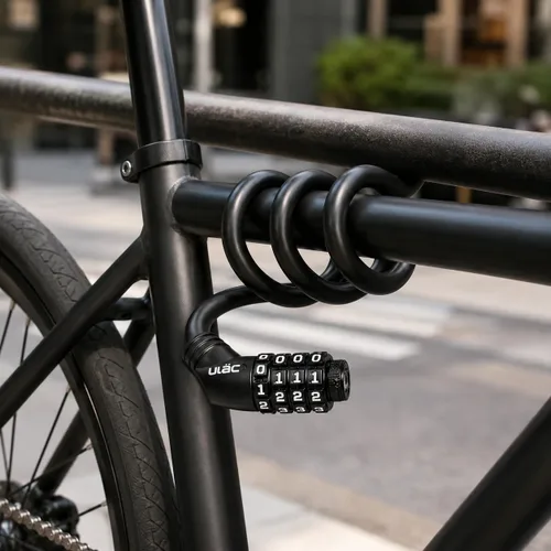 Vista 8 de ULAC 1970 - Cable de memoria de acero giratorio para bicicleta, combinación de 4 dígitos reiniciable sin llave, ideal para bicicleta de cercanías