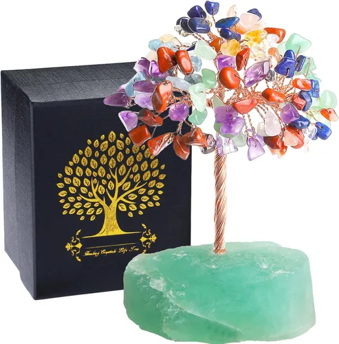 Vista 12 de QINJIEJIE Árbol de cristal de cuarzo rosa, cristales curativos, decoración de escritorio rosa, árbol de piedras preciosas naturales, base de alambre