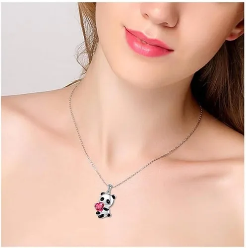 Vista 2 de RFTWXHPN Collar con colgante de panda de cristal para mujeres y niñas, collares de panda de cristal para hija, sobrina, amante del panda, regalos