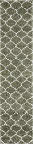 Vista 17 de SAFAVIEH Tahoe Shag Collection - Alfombra para pasillo, 2 x 9 pies, color beige y blanco, diseño de enrejado, no desprende pelusa y de fácil