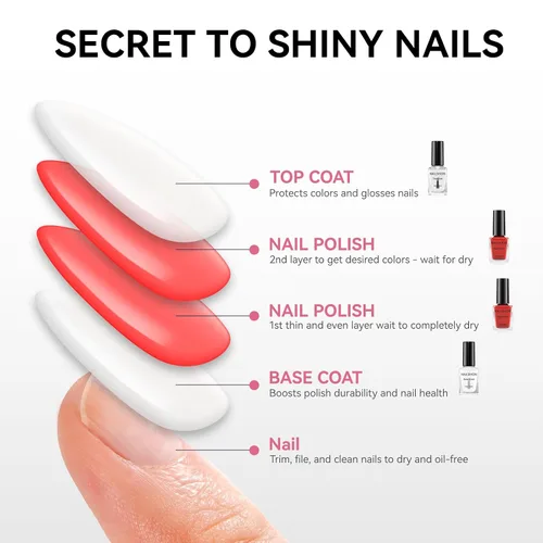Vista 8 de Capa base y capa superior, esmalte de uñas regular transparente, rico en calcio VE secado rápido al aire fortalecimiento de uñas, sin gel, 2 piezas