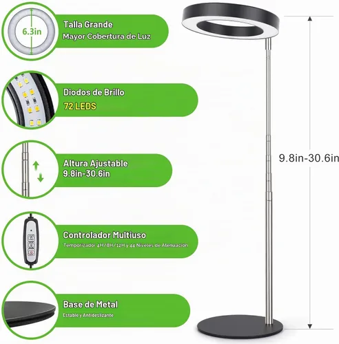 Vista 3 de LORDEM Luz de crecimiento, luz LED para plantas de interior, lámpara de crecimiento de escritorio de espectro completo con temporizador automático
