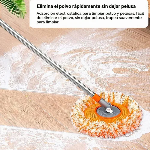Vista 4 de Trapeador de limpieza ajustable giratorio de 360° – Nueva fregona extensible de limpieza de pared, trapeador giratorio de microfibra de mango largo