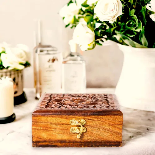 Vista 2 de Joyero de madera hecho a mano, organizador de madera para recuerdos, caja de almacenamiento de joyas, organizador multiusos, gran regalo para tus