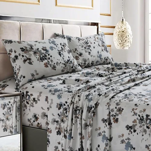 Vista 17 de Tribeca Living Colmar - juego de sábanas de algodón de 300 hilos, extra profundo, estampado, Algodón satén, Amalfi Azul/Multi, gemelo