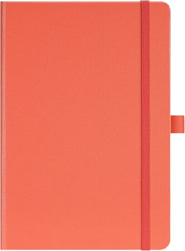 Vista 54 de Cuaderno punteado, diario, 5.3 x 8.26 pulgadas, tapa dura, prémium, papel grueso, doble espiral, bandas, cuero negro sintético, lazo para bolígrafo