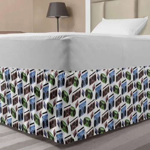 Vista 34 de Lunarable Falda de cama elástica de trébol, tréboles de cultura irlandesa con temática del día de San Patricio, 4 hojas, falda de cama de tela