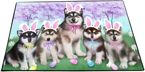 Vista 24 de Doggie of the Day Alaskan Malamute Dogs Floor Mat - 4th of July Independence Day - Best Dog Doormat - Protector Decor - Unique Portrait Art