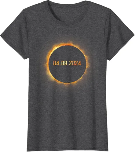 Vista 5 de Totality 04.08.24 Total Solar Eclipse 8 de abril de 2024 Eclipse Camiseta, Negro, S