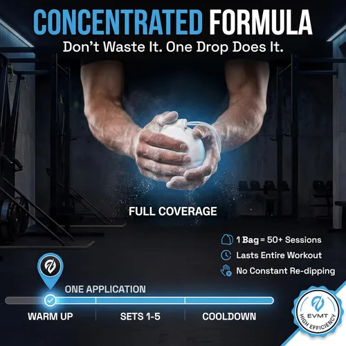 Vista 9 de EVMT Brands Liquid Chalk, Mess Free Gym Chalk for Weightlifting, Gymnastics, Rock Climbing, Dancing. Sweat Resistant and Long Lasting for Stronger
