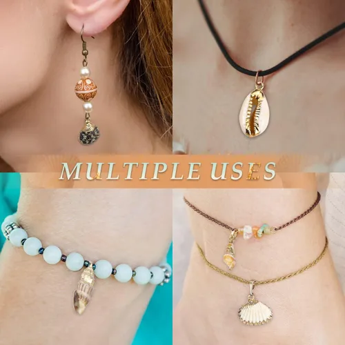 Vista 6 de FERCAISH Accesorios trenzados para el cabello, 13 piezas de diferentes conchas de coleta, joyería para el cabello, colgantes de esmalte de concha