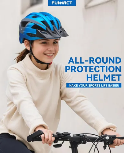 Vista 5 de Casco de bicicleta para adultos con visera y gafas para hombres y mujeres, casco de bicicleta de montaña y carretera, casco de ciclismo con luz