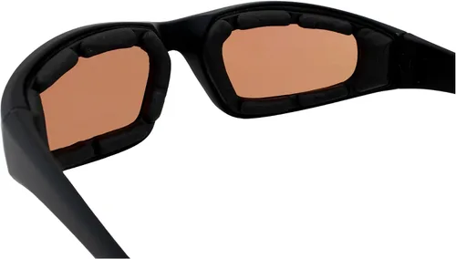 Vista 5 de MAXX Gafas de sol acolchadas de espuma TR90 para motocicleta, montura negra con lentes ámbar HD
