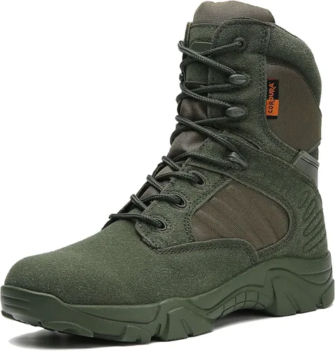 Vista 9 de Kervaky Botas tácticas militares para hombre ligeras, botas de trabajo tácticas transpirables para hombre, botas de combate de la jungla, botas