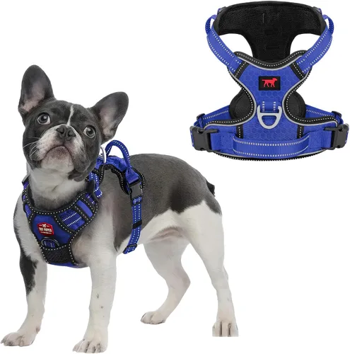 Vista 16 de Tuff Pupper Arnés para perro sin tirones, chaleco resistente para mascotas, clips para correa delantera y trasera, mango de seguridad fuerte