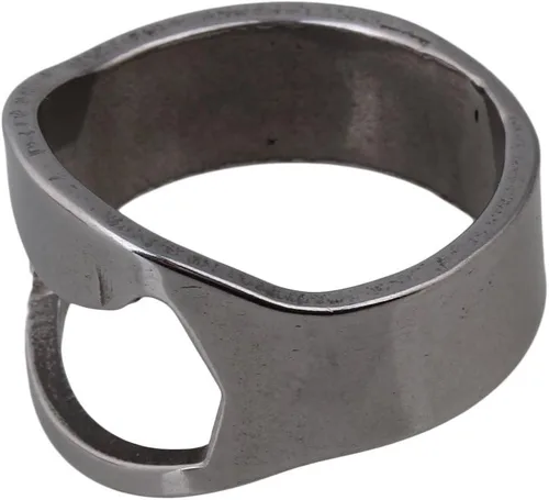 Vista 4 de Abrebotellas de acero inoxidable con anillo de dedo, ligero, paquete de 10