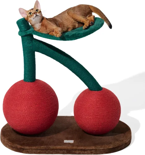 Vista 12 de VETRESKA Cherry Poste Rascador para Gatos, 22.64" de Alto Rascador para Gatos con Bola de Cuerda de Yute, Poste Rascador Vertical para Gatos