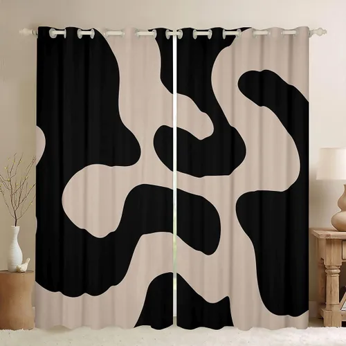 Vista 14 de jejeloiu Cortinas grises y rojas para dormitorio, sala de estar (2 paneles, 38 x 45 pulgadas), cortinas opacas con rayas geométricas, cortinas