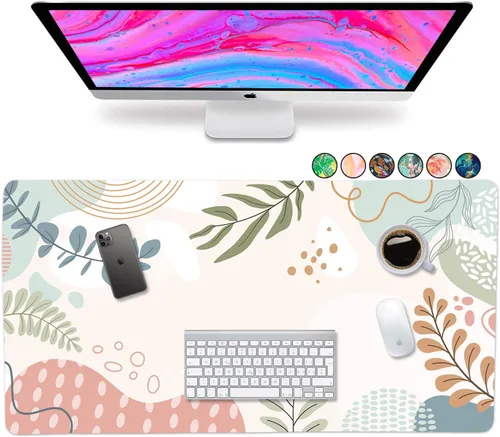 Vista 26 de French KOKO Alfombrilla de escritorio grande para mouse de 15 x 30 pulgadas, protector de escritorio floral extendido para teclado y mouse Llámame