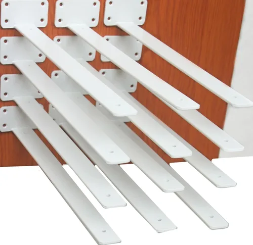 Vista 86 de Paquete de 2 - Soportes de estante en L ocultos negros de 4 pulgadas (1/5 pulgada de grosor) Soportes de estante flotante de hierro Soportes