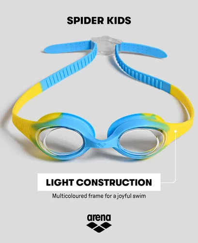 Vista 4 de ARENA Gafas de natación unisex Spider para niños y niñas de 2 a 5 años, lente antivaho sin espejo, correa fácil de usar, gafas sin fugas