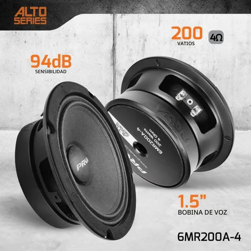 Vista 2 de PRV AUDIO Altavoz de rango medio poco profundo de 6.5 pulgadas, 6MR200A-4, 200 vatios, altavoz delgado de audio para automóvil de montaje poco