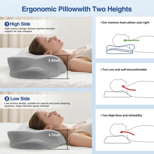 Vista 6 de Almohada cervical del cuello para dormir, almohada ortopédica