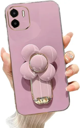 Vista 67 de Miagon - Funda con soporte para Xiaomi Redmi A1, galvanizado suave TPU protector delgado a prueba de golpes con molinete giratorio soporte de flores