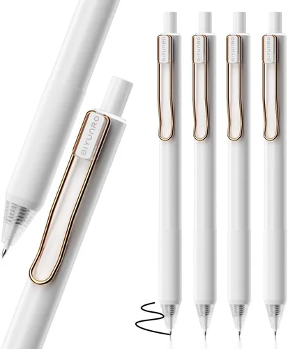 Vista 9 de Bolígrafos de gel - Tinta negra 4 piezas 0.5 mm de punta fina, pluma de escritura suave, suministros para oficina, escuela y diario (negro)