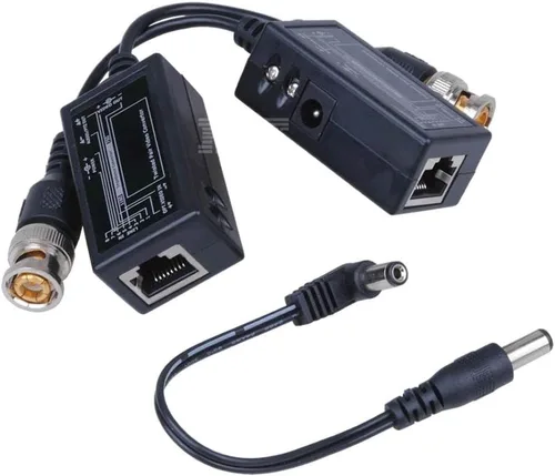 Vista 4 de Evertech Balun de video pasivo con alimentación BNC a RJ45 Cable convertidor Transmisor de potencia de audio de video a través de Cat5e/Cat6