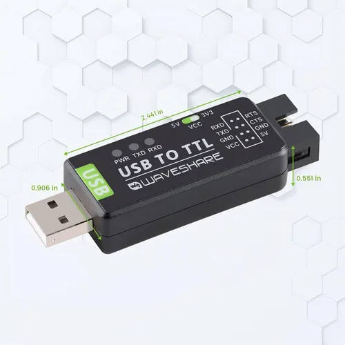 Vista 7 de Adaptador industrial USB a serie UART Adaptador serie FT232RL Convertidor de serie a USB Adaptador USB a TTL Módulo de puerto Soporte de múltiples