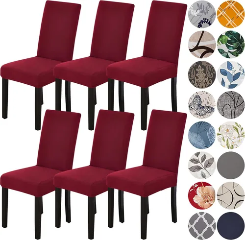 Vista 72 de HZDHCLH Juego de 4 fundas para sillas de comedor color burdeos, fundas elásticas de elastano para sillas Parsons, paquete de 4, fundas de asiento