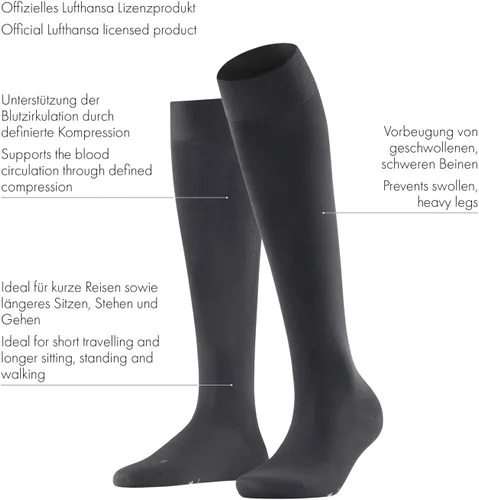 Vista 4 de FALKE Calcetines hasta la rodilla para mujer, transpirables, ecológicos, 1 par Beige (Crema 4011)