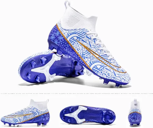 Vista 2 de Men's Soccer Cleats High Top AG Spikes Indoor Outdoor Baseball Ankle-Cuff Boots Athletic Professional Firm Ground Turf Non-Slipping Football Sneaker