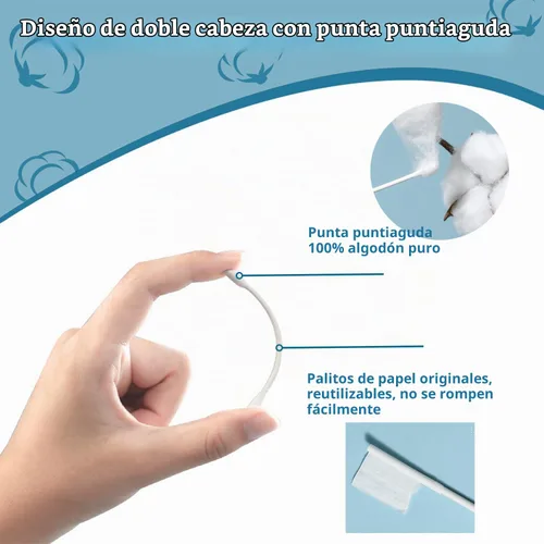 Vista 4 de Hisopos de algodón de punta de precisión/brotes de algodón de doble punta para maquillaje 800pcs