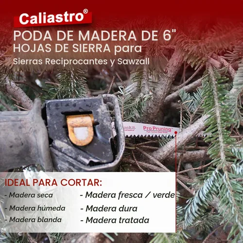 Vista 2 de Hojas de sierra de corte y poda de madera de 6 pulgadas para sierras recíprocas/Sawzall - Paquete de 8