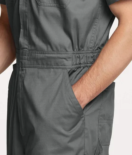 Vista 6 de CQR - Overol para hombre con manga corta, cremallera frontal, múltiples bolsillos, resistente a las manchas y a las arrugas