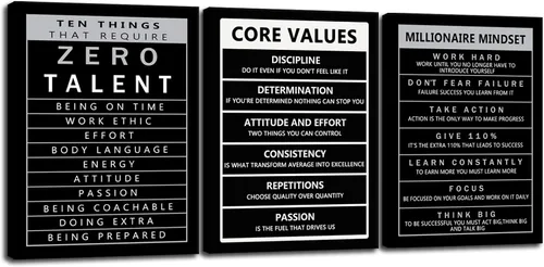 Vista 39 de Arte de Pared Motivacional 40 Razones para Entrenar 3 Piezas Pintura Impresión en Lienzo Decoración de Oficina Póster Mentalidad Millonaria