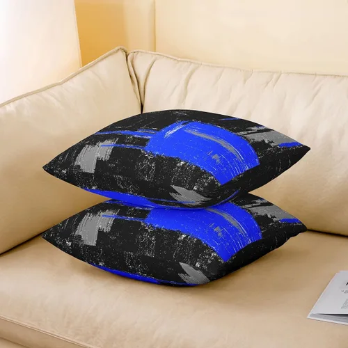 Vista 3 de Juego de 2 fundas de almohada abstractas de 16 x 16 pulgadas para niños, niñas, adolescentes, decoración de dormitorio, moderna a rayas, decoración