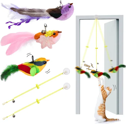 Vista 7 de Juego de juguetes de varita para gatos, 11 piezas, incluye recambios de gusano y serpiente, cuerda de repuesto para gatos y gatitos adultos
