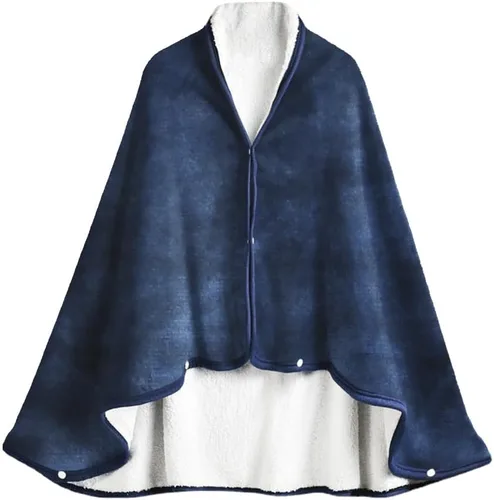 Vista 10 de ITODA Manta para llevar puesta, chal coral, poncho cálido, suave, para ver en frío, TV, sofá, silla, envoltura en casa, oficina, escuela, viajes