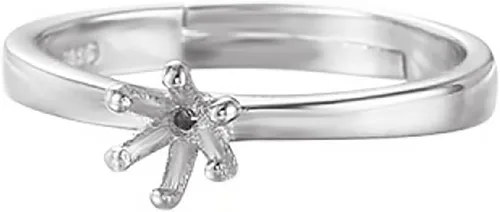 Vista 9 de Anillo ajustable de plata de ley 925 para 3.5/4.5/5.5/6.5/7.5/0.295 in, piedras redondas, 6 garras, anillo de garra, base de cabujón para mujer