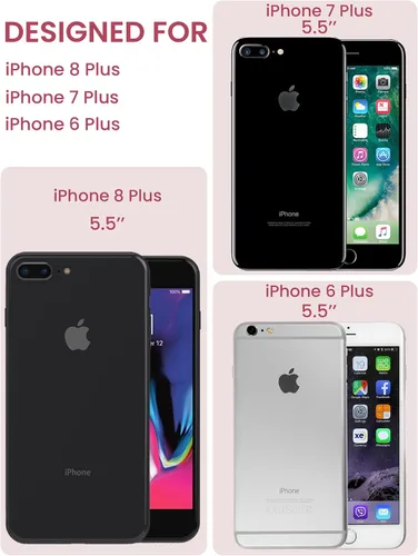 Vista 2 de Dretal Funda para iPhone 8 Plus, iPhone 7 Plus y 6 Plus, grado militar, probada contra caídas, parte trasera dura y borde suave, funda protectora