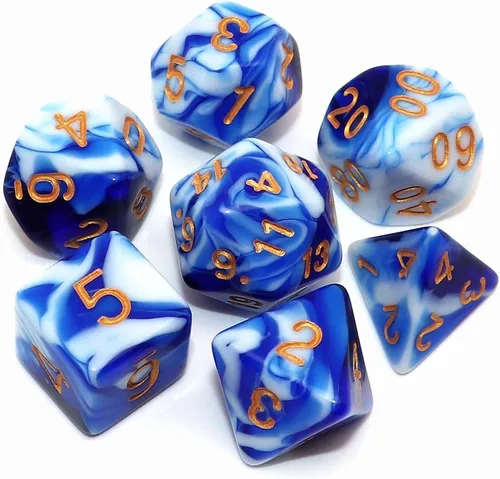Vista 13 de Juego de dados poliédricos DND con brillo para juegos de rol de mazmorras y dragones (D&D) RPG, dados verdes mezclados con nebulosa negra