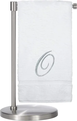 Vista 102 de Script R - Toalla de baño con monograma, regalo personalizado, 27 x 54 pulgadas, juego de 1 toalla bordada con texto dorado, 100% algodón turco Navy