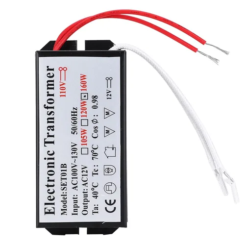 Vista 7 de Transformador electrónico de 75 W, 160 W, 120 V, transformador de luz halógena, 110 V a 12 V, convertidor de voltaje para controlador de fuente