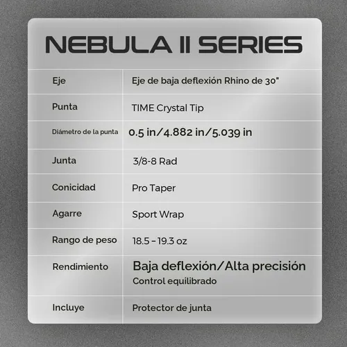 Vista 7 de RHINO Nebula 2 Low Deflection Carbon Pool Cue - Sport Wrap Gris-Carbón